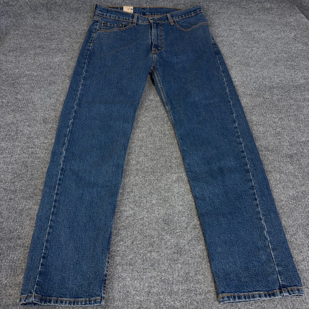 Levis 505 Jeans Men 35x32 Blue Medium Wash Stretch Denim Regular Straight NEW - Picture 2 of 12